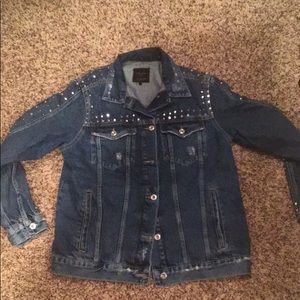Zara Denim Jeweled Oversized Jean Jacket